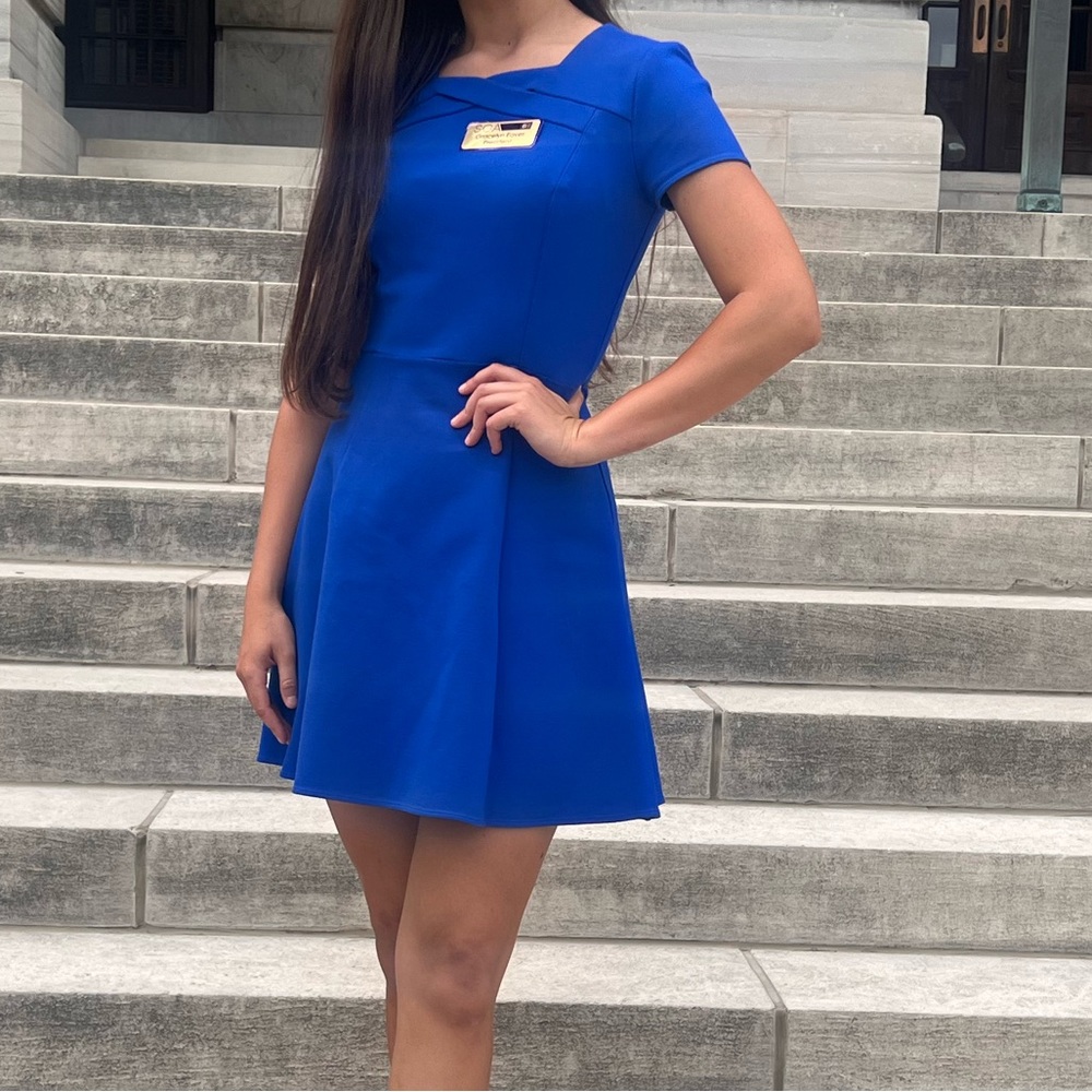 Blue Halston dress size 4 fit and flare